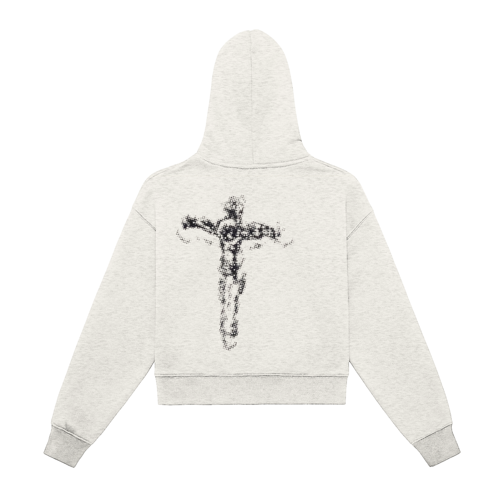 Fleeced Zip-Up Cropped Hoodie