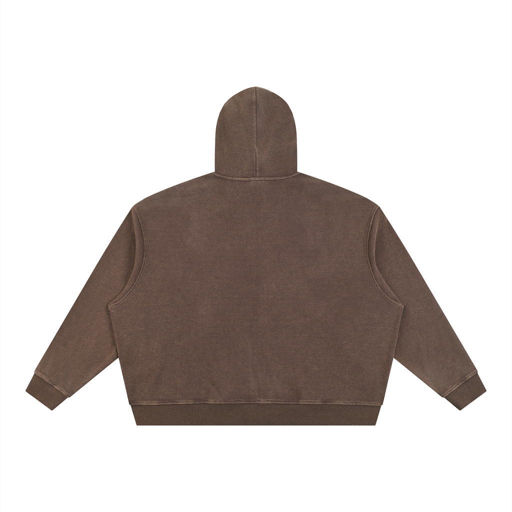 CROPPED  Vintage Wash Boxy Waffle Full Zip Hoodie