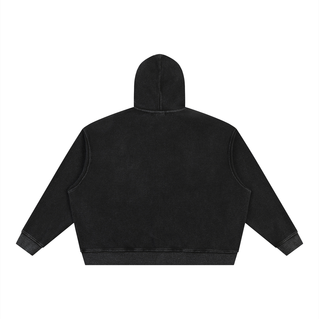 CROPPED  Vintage Wash Boxy Waffle Full Zip Hoodie