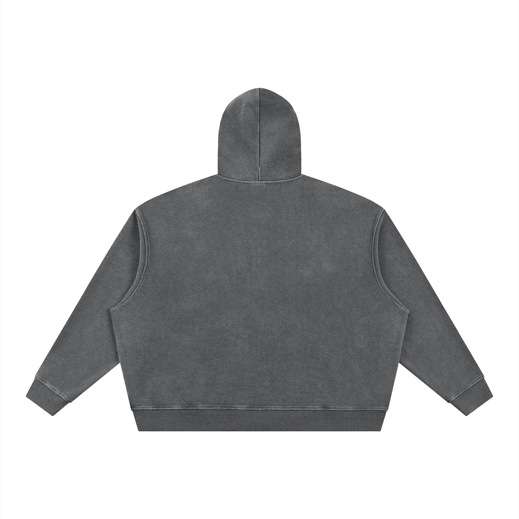 CROPPED  Vintage Wash Boxy Waffle Full Zip Hoodie