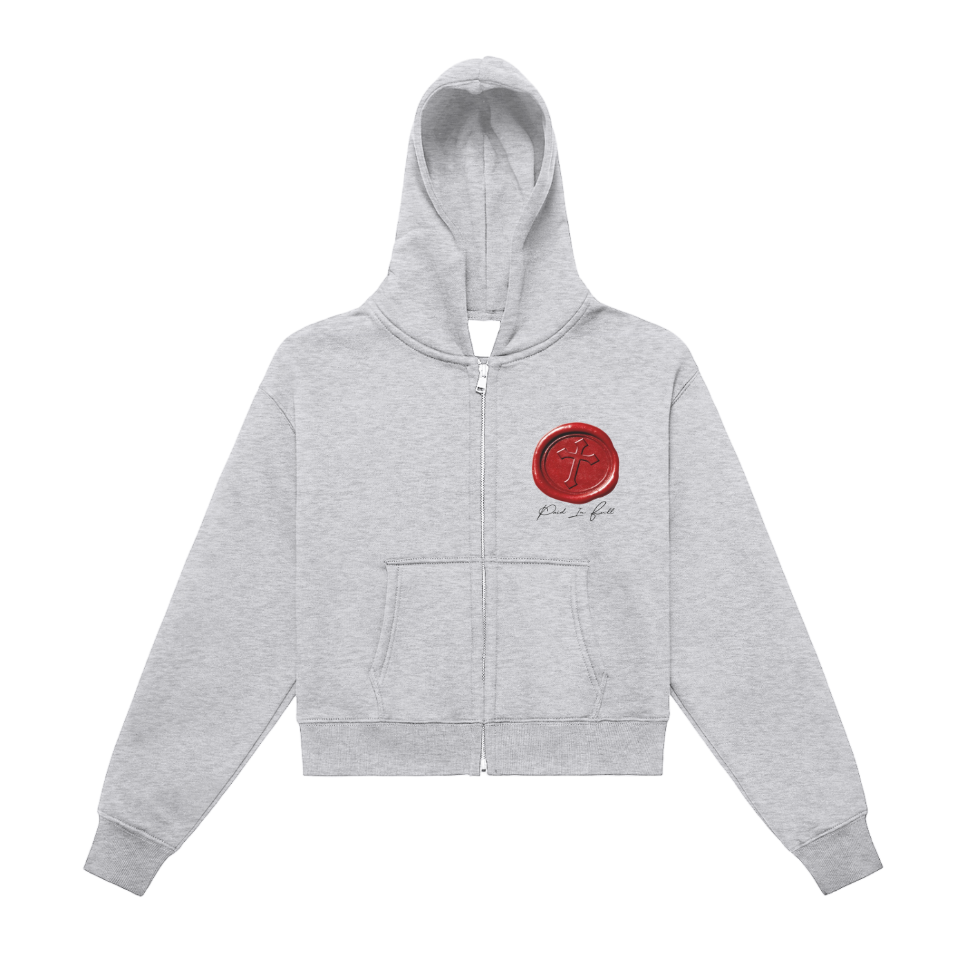Fleeced Zip-Up Cropped Hoodie